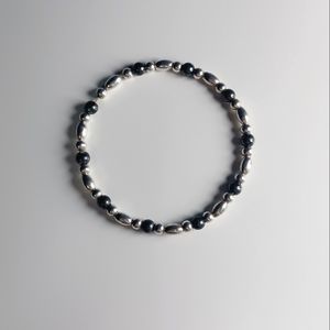silver tone beaded bracelet